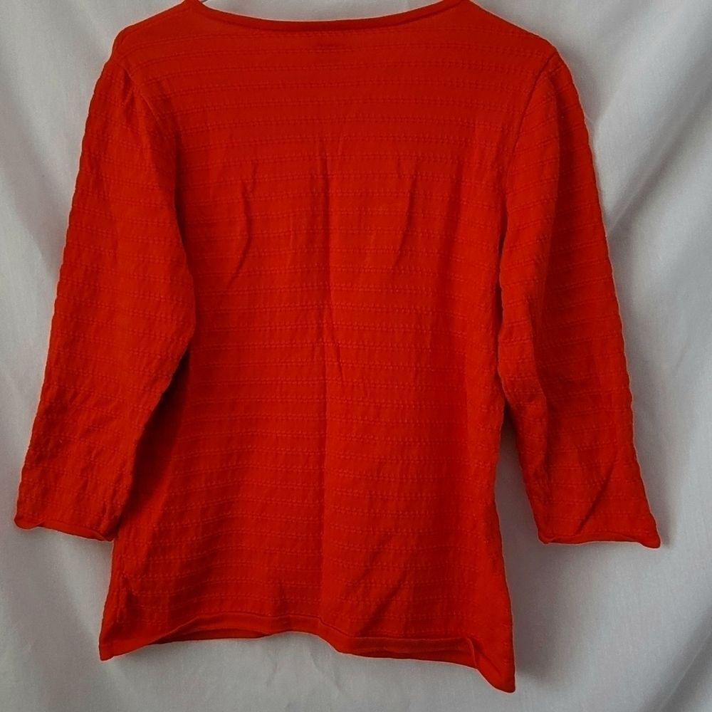 Ann Taylor Blouse Red Zip Large workwear dressy career confident polished chic - Picture 2 of 9